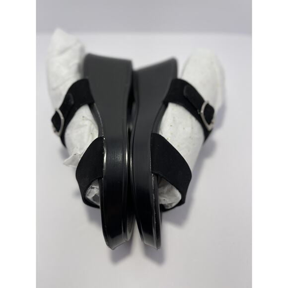 Italian Shoemakers Quincie Wedge Slip On Sandals Black Silver Buckle Size 9 - Picture 4 of 9